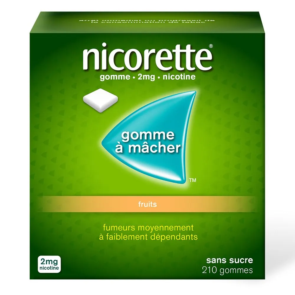 Nicorette gommes 2 mg sans sucre