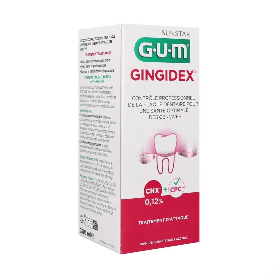 Gum Gingidex Bain de bouche 0,12 % Traitement d'Attaque
