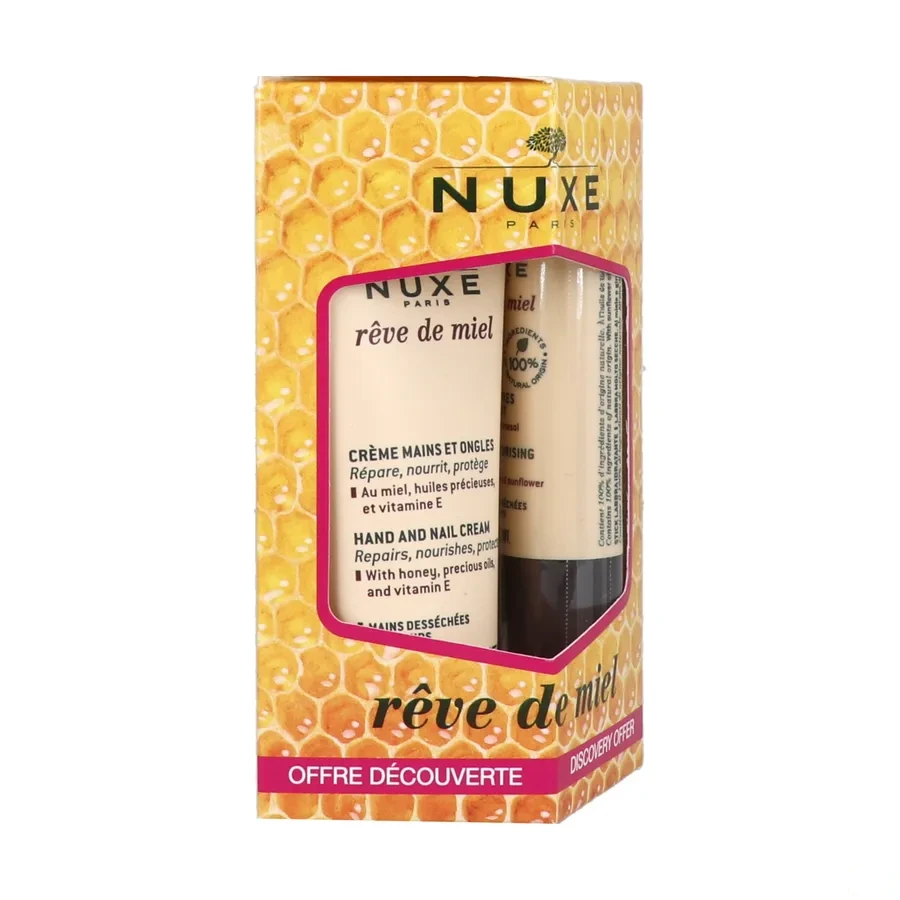 Nuxe Rêve de Miel Crème Mains et Ongles + Stick Lèvres Hydratant