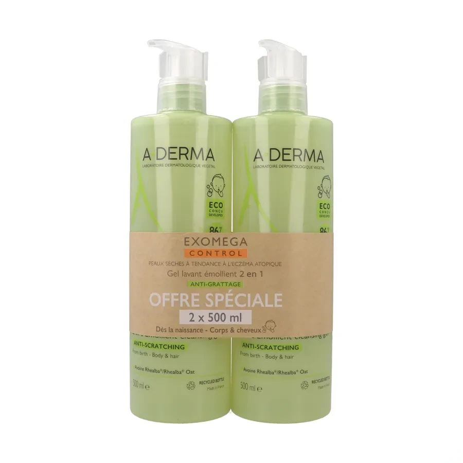 A-Derma Exomega Control Gel Lavant Émollient 2 en 1 Anti-Grattage