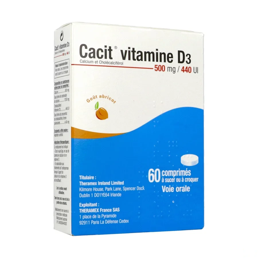 Cacit Vitamine D3 500mg / 440UI 60 comprimés à sucer
