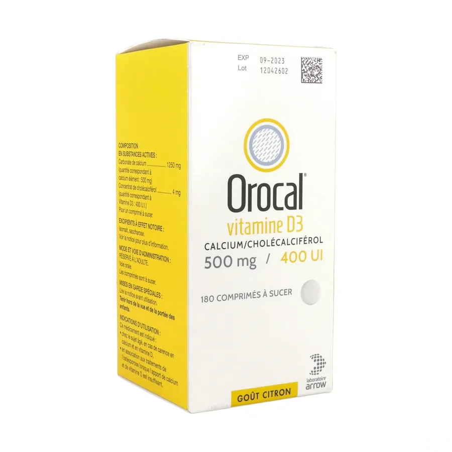 Orocal vitamine D3 500mg / 400UI comprimés à sucer