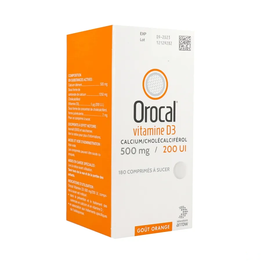 Orocal Vitamine D3 500mg / 200UI Comprimés à sucer