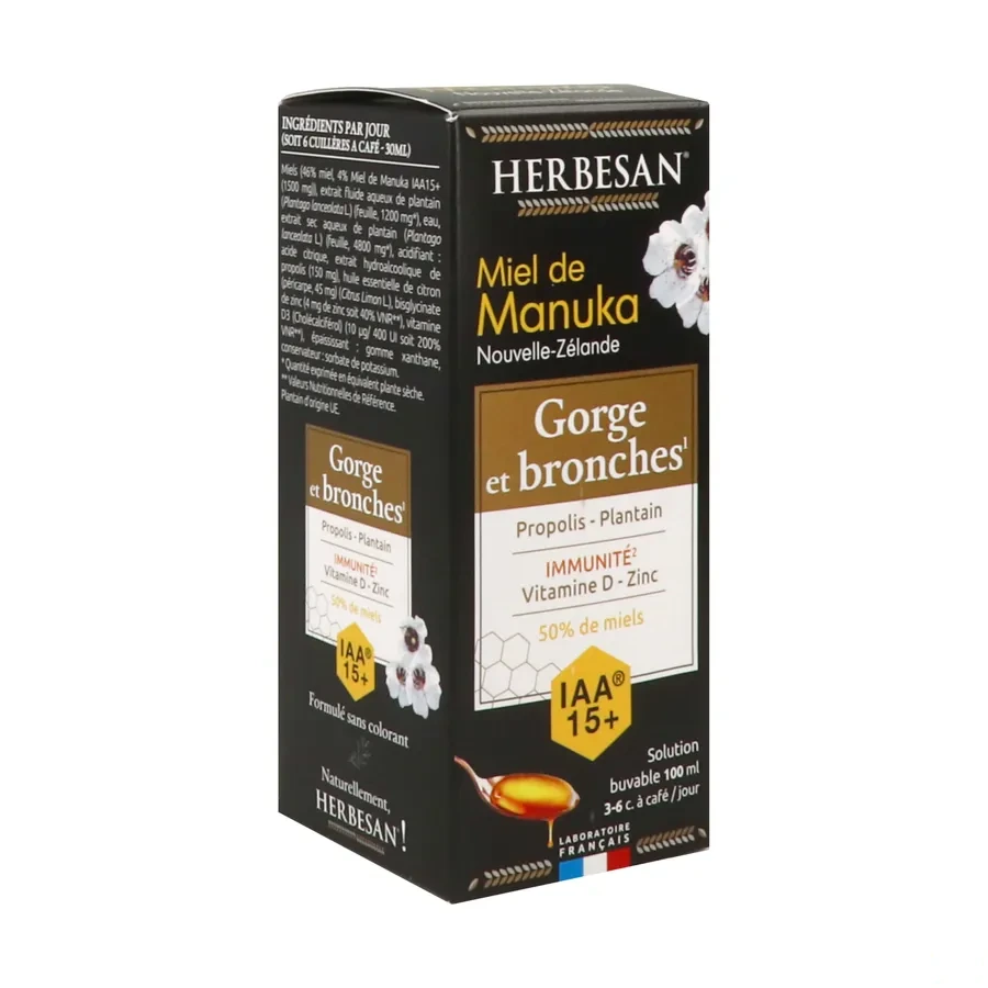 Herbesan Miel de Manuka Sirop Gorge et Bronches