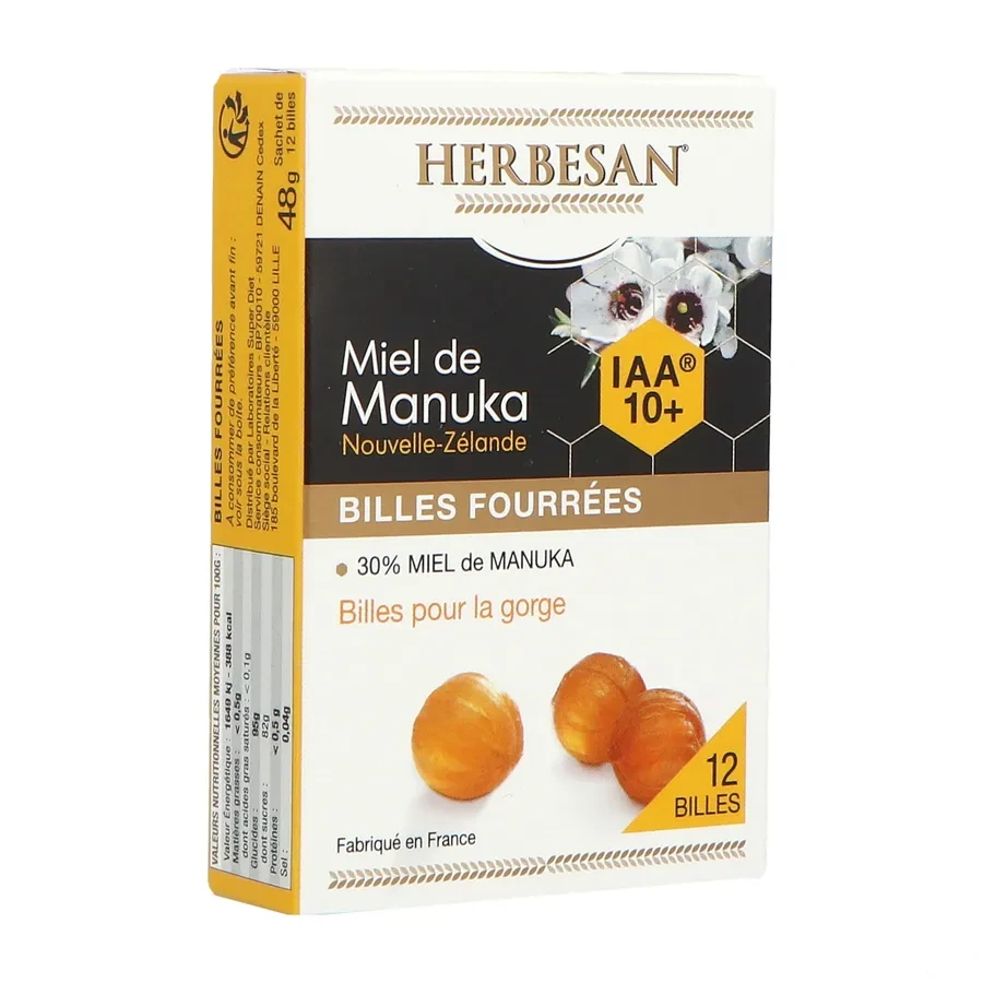 Herbesan Billes pour la Gorge Fourrées au Miel de Manuka