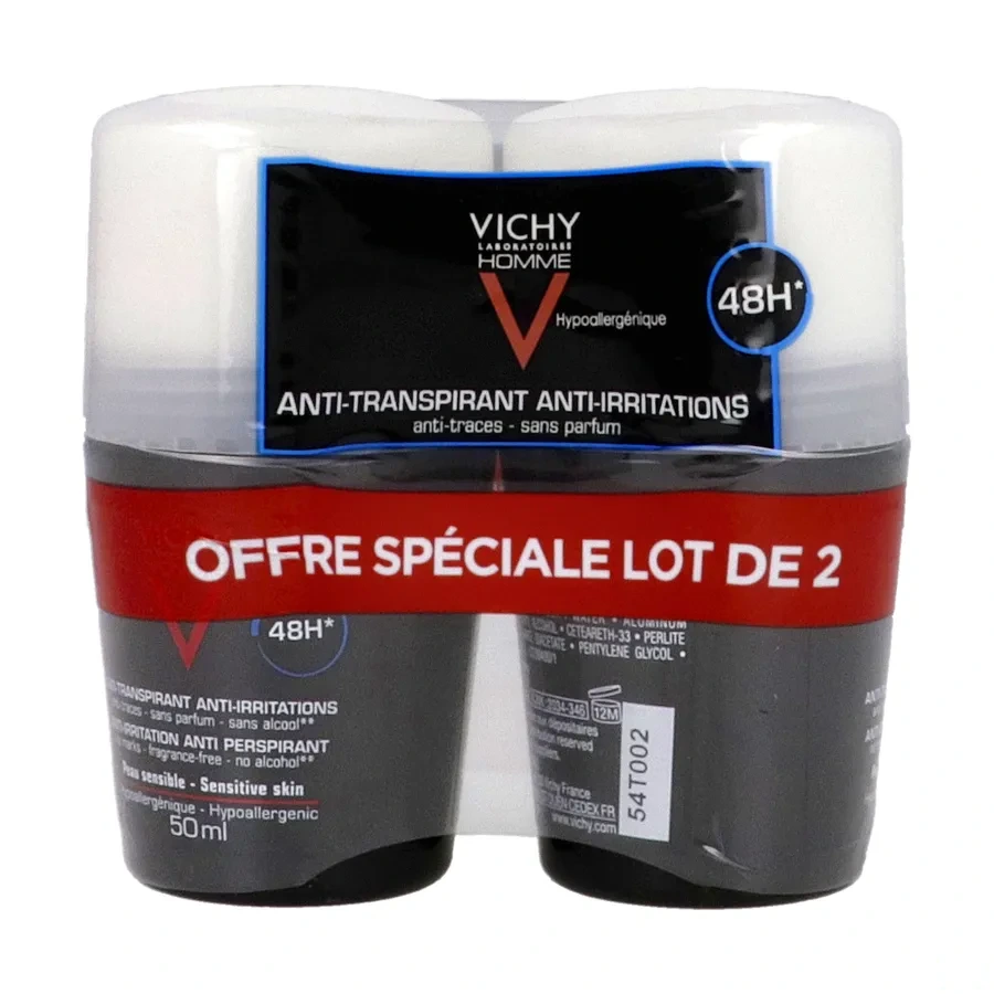 Vichy Homme Déodorant Anti-transpirant 48h Peaux sensibles