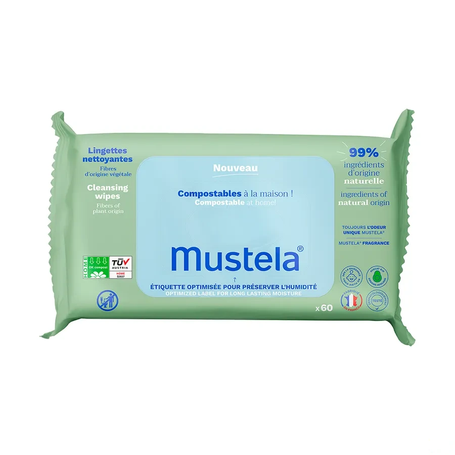 Mustela Lingettes Nettoyantes Visage, Mains et Siège