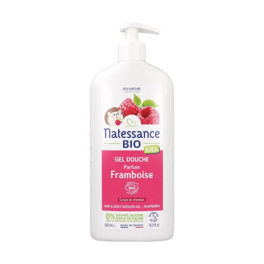 Natessance Kids Bio Gel douche corps et cheveux Framboise