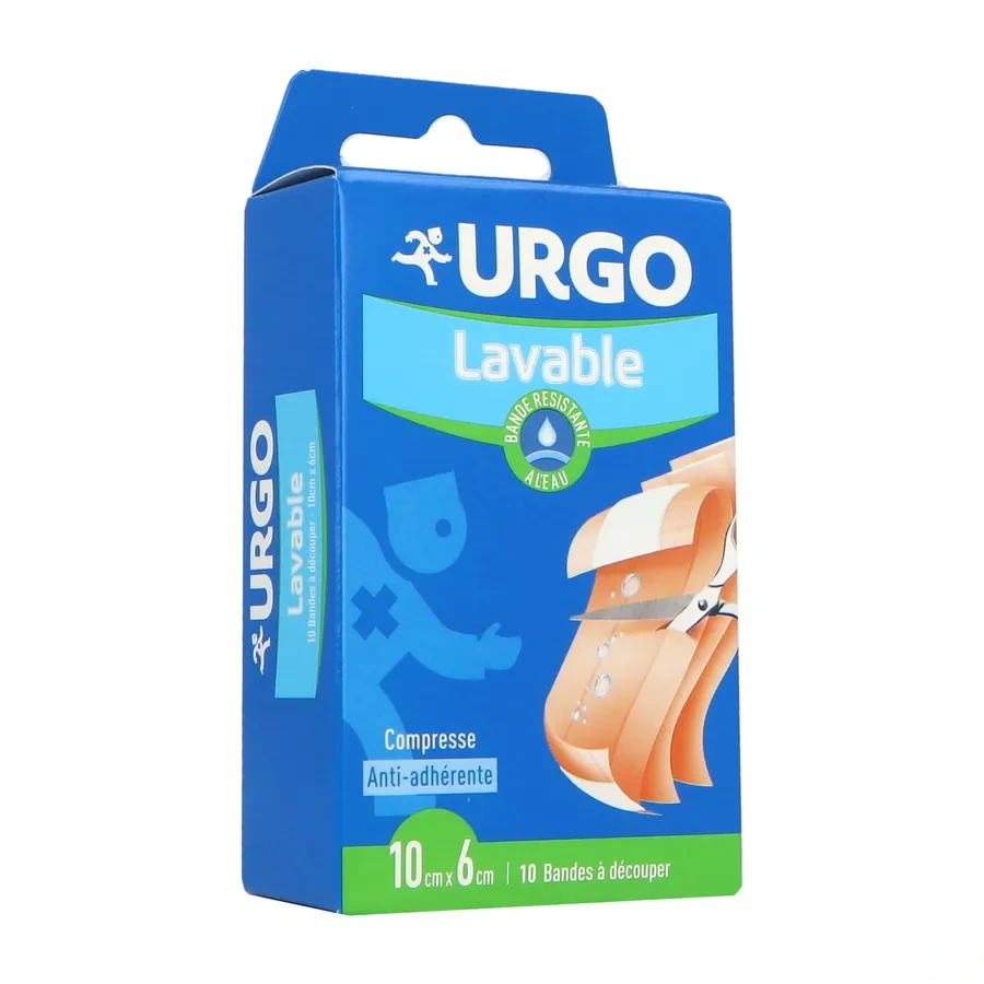 Urgo Lavable Bande Résistante à L'eau 10 Bandes 10 cm x 6 cm