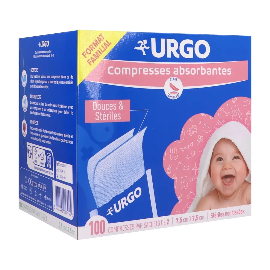 Urgo Compresses Absorbantes Stériles non tissées 7.5 cm x 7.5 cm