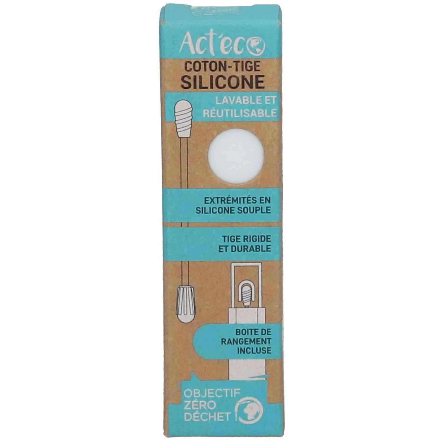 Act'Eco Coton-tige en Silicone Lavable et Réutilisable