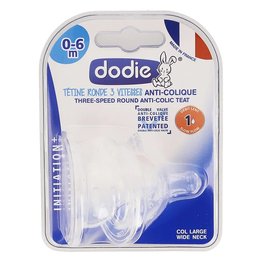 Dodie Initiation+ Tétine Ronde 3 Vitesses Anti-Colique