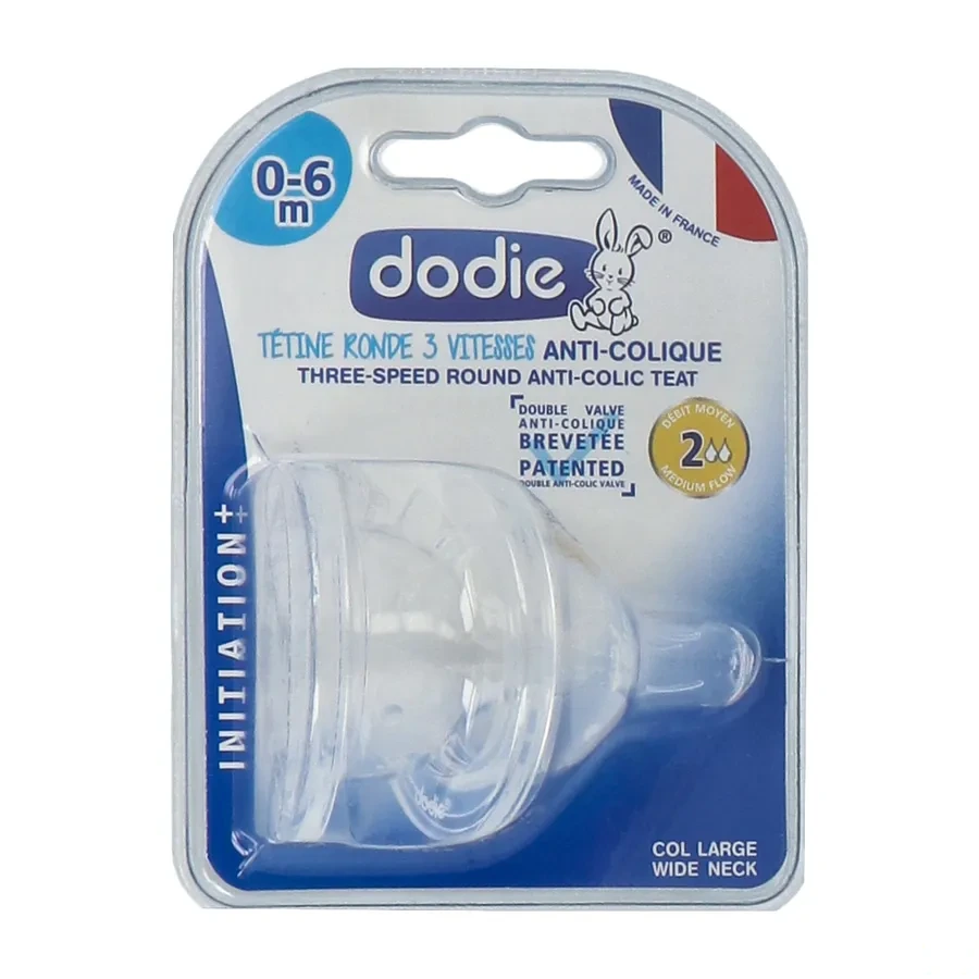 Dodie Initiation+ Tétine Ronde 3 Vitesses Anti-Colique