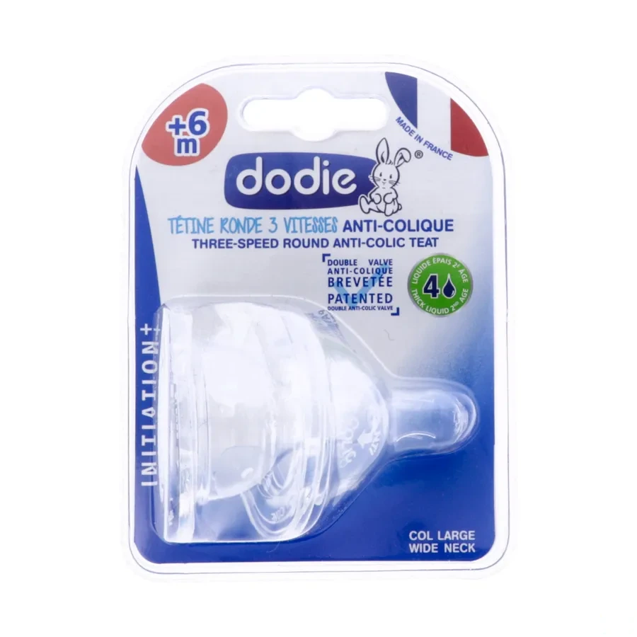 Dodie Initiation+ Tétine Ronde 3 Vitesses Anti-Colique