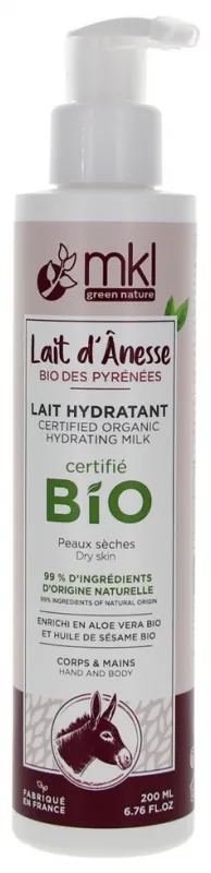 MKL Lait Hydratant Corps & Mains Lait d’ânesse Bio