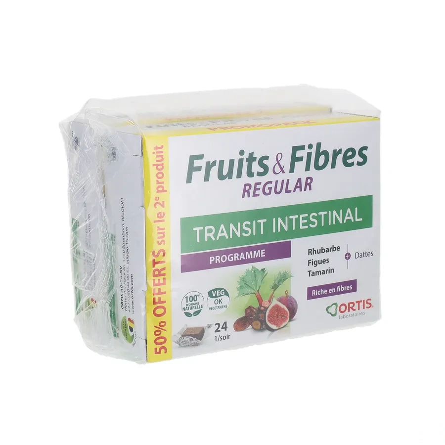 Ortis Fruits & Fibres Regular Transit Intestinal Cubes à Mâcher