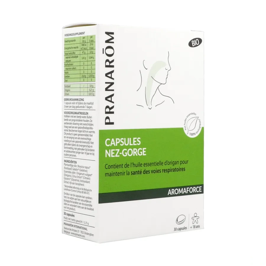 Pranarom Aromaforce Capsules Nez-Gorge Bio