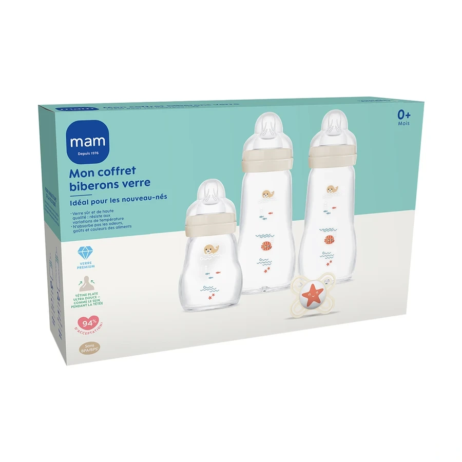 MAM Coffret 3 Biberons en Verre Naissance