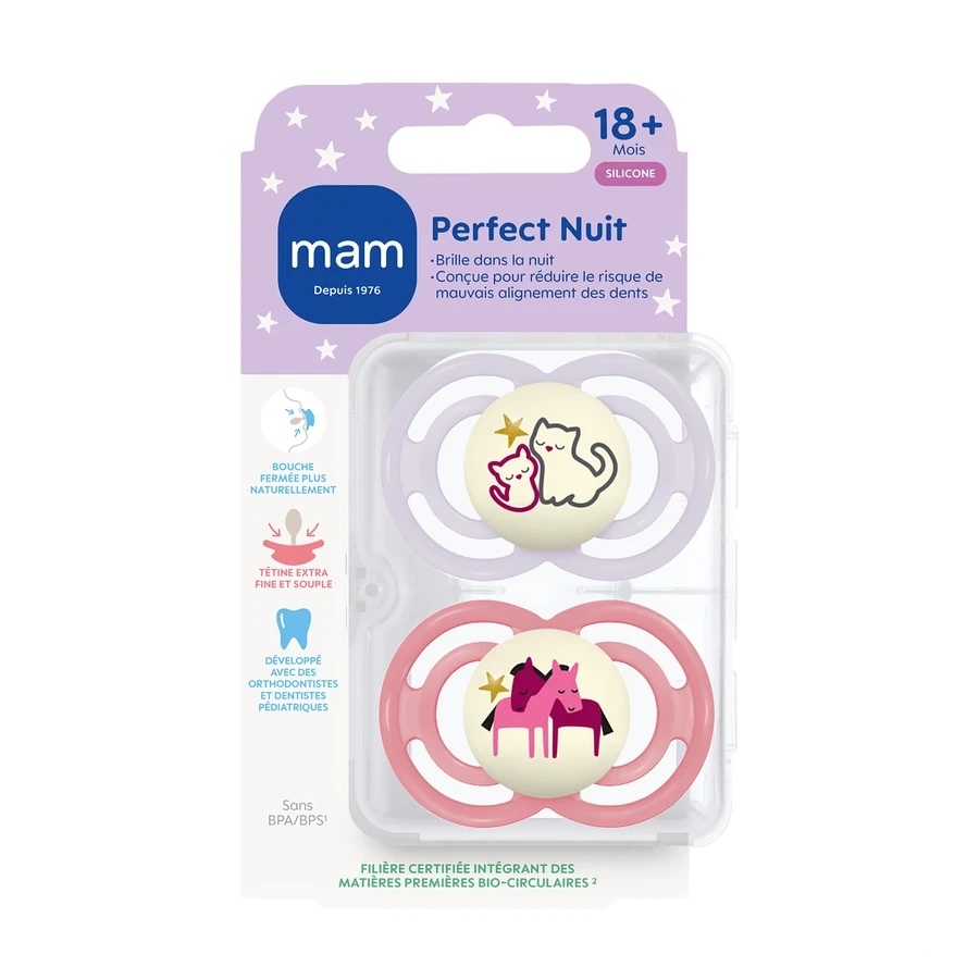 MAM Perfect Nuit Sucettes Silicone 18 mois et +