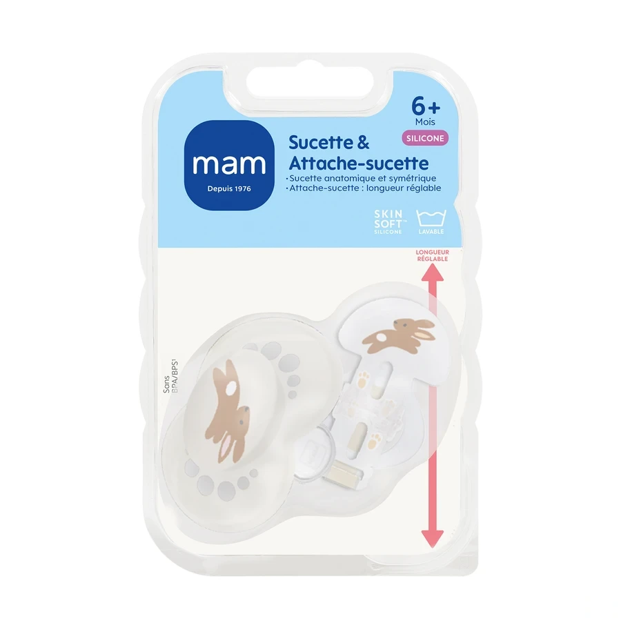 MAM Kit sucette silicone et attache-sucette +6 mois